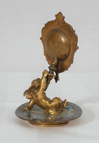 Porte-montre en bronze et bronze cloisonné...