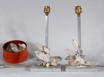 Paire de pieds de lampe en métal et cristaux

H...