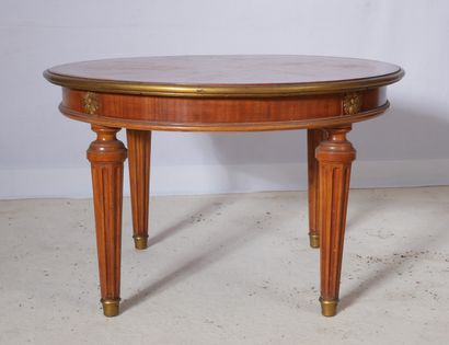 Table basse ronde en bois de placage, style...