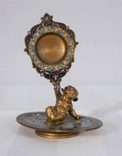 Porte-montre en bronze et bronze cloisonné...