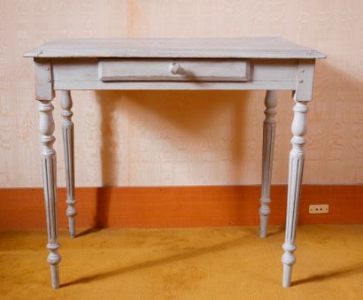 *Table en bois laqué gris à un tiroir en...