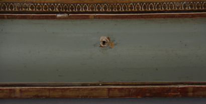 Glace rectangulaire en bois stuqué doré et...