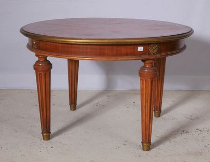 Table basse ronde en bois de placage, style...