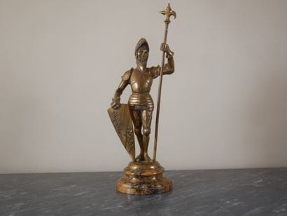 Ecole moderne
Chevalier en armure debout
Sculpture...