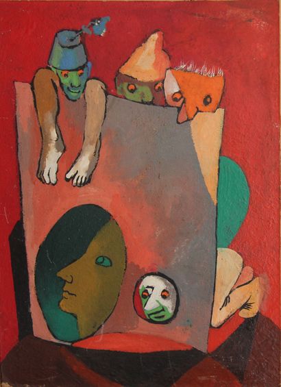Mara RUCKI (1920-) attribuée à
Masacarade
Huile...