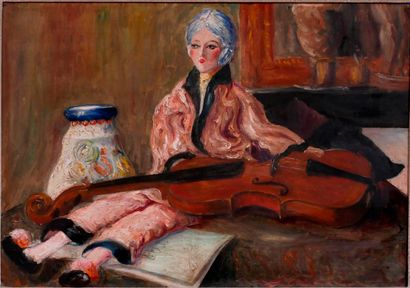 Ecole moderne
Poupée et violon
Huile sur...