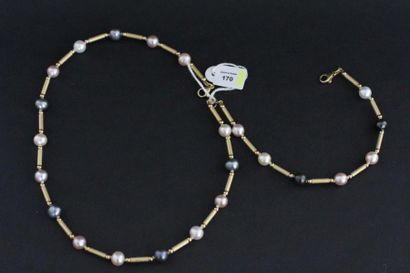 Collier et bracelet formant parure en or...