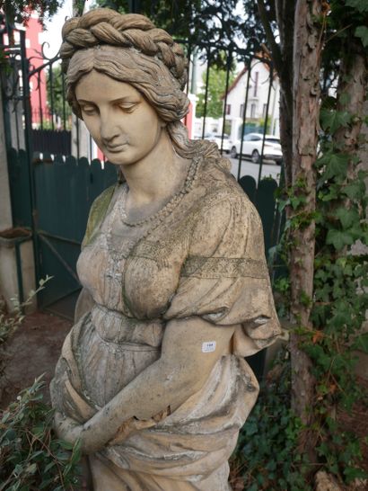 Importante sculpture en terre cuite peinte,...