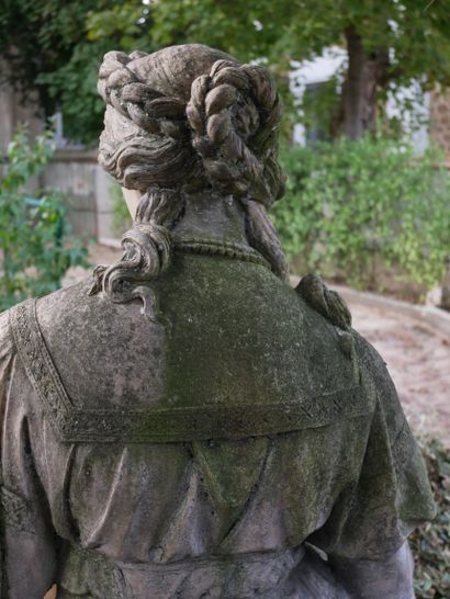 Importante sculpture en terre cuite peinte,...