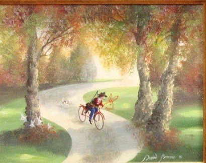 Alain BONNEC (né en 1952)
Le lapin vélo Huile...