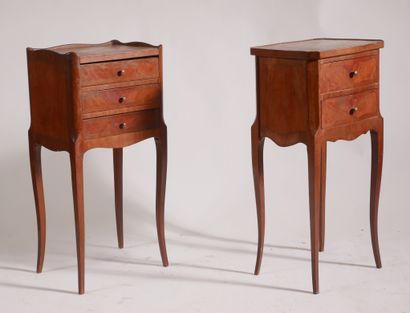Two bedside tables in veneered wood with...