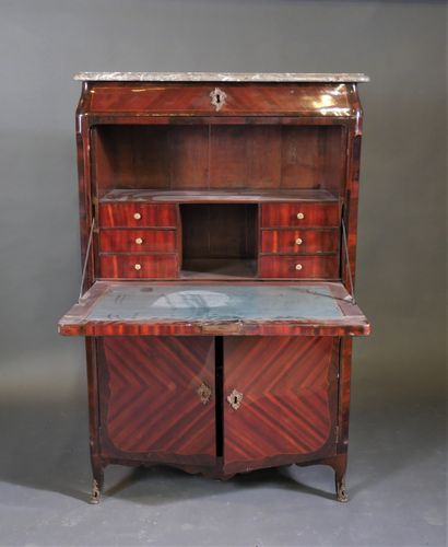 Rosewood veneered armoire desk with butterfly...