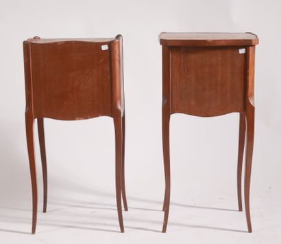 Two bedside tables in veneered wood with...