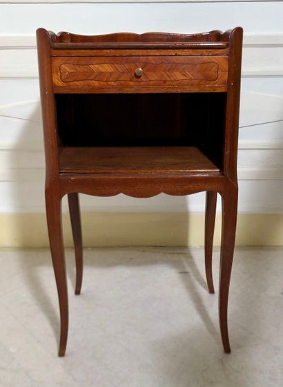 Pair of veneered bedside cabinets with one...