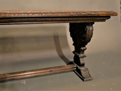 Two rectangular pendant tables in molded...