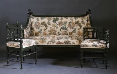Lot : 
- Partie de salon comprenant deux...