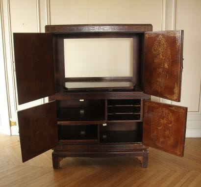 Stained-wood and gilded television cabinet...