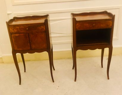 Pair of veneered bedside cabinets with one...