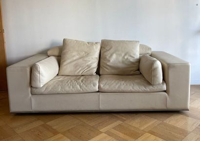 ROCHE BOBOIS
Cream leather two-seater sofa
H:...