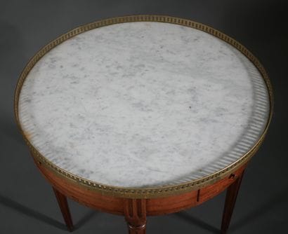 Hot-water bottle table in stained wood, with...