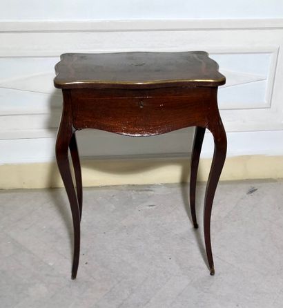 Louis XV-style wood veneer inlaid with flowers,...