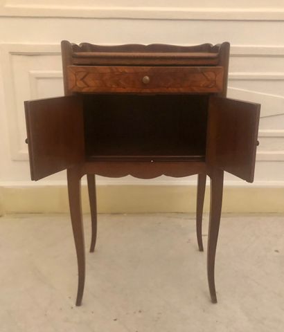 Pair of veneered bedside cabinets with one...