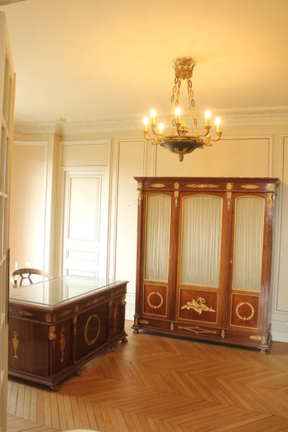 Office furniture in mahogany and bronze elements...