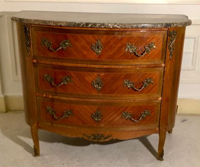 Curved chest of drawers in veneered wood...