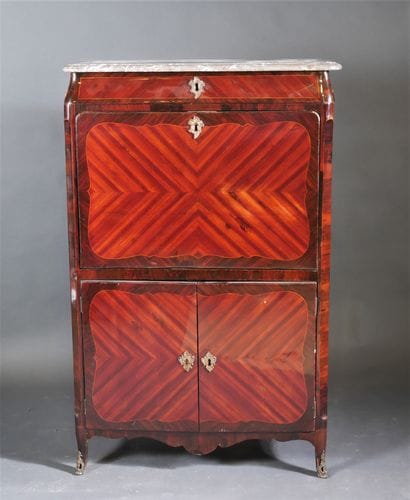 Rosewood veneered armoire desk with butterfly...