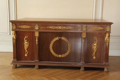 Office furniture in mahogany and bronze elements...