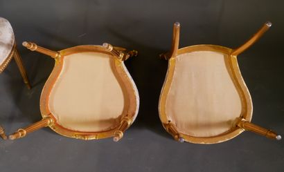 Pair of gilded wood music lounge chairs with...