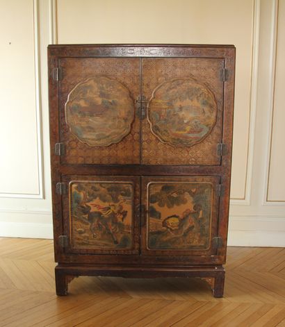 Stained-wood and gilded television cabinet...