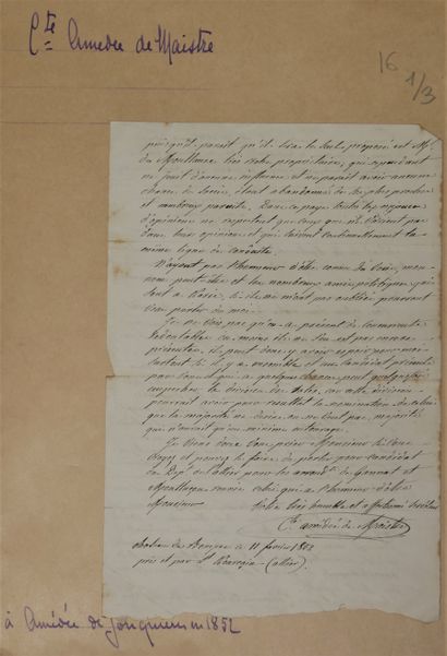 AMEDEE DE MAISTRE. 1786-1862. Las 2 P. February...