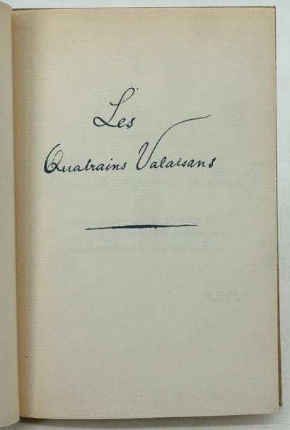 RAINER MARIA RILKE. 
- Les Quatrains valaisans.
Fac...