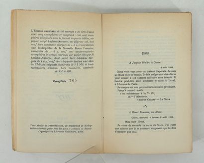 - JACQUES RIVIERE AND ALAIN-FOURNIER. Correspondence....