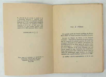 RAINER MARIA RILKE. 
- Les Quatrains valaisans.
Fac...