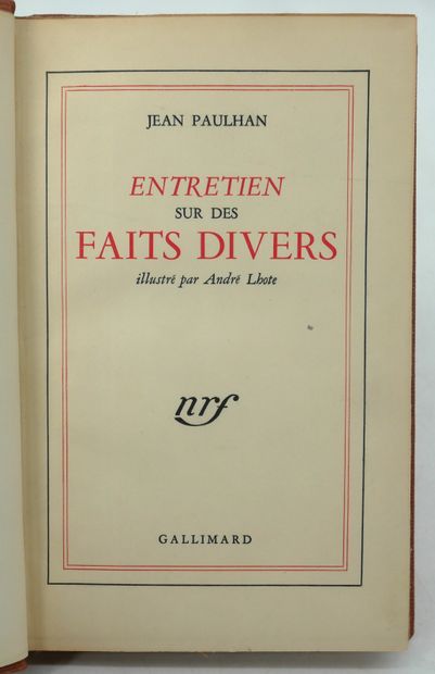 JEAN PAULHAN. 
- Interview on various events....