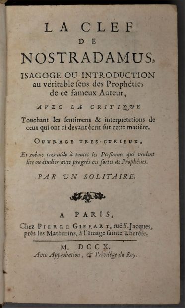 [Jean le Roux]. La Clef de Nostradamus isagogie...