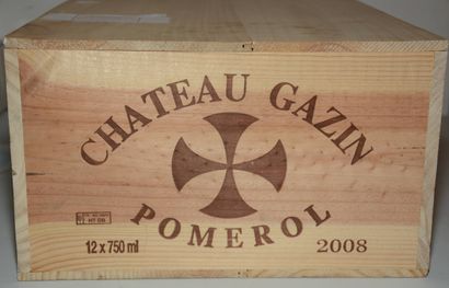 12 bottles CH. 	GAZIN, Pomerol, 2008 cb