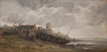 Jules NOEL (1810-1881)
Boat on the shore
Oil...