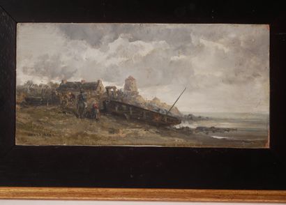 Jules NOEL (1810-1881)
Boat on the shore
Oil...