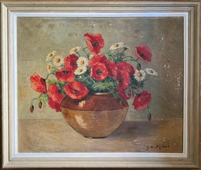 MILLET (20th c.)
Bouquet of anemones in a...
