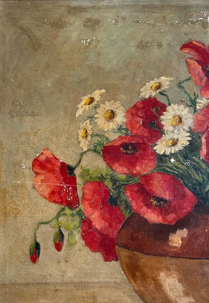 MILLET (20th c.)
Bouquet of anemones in a...