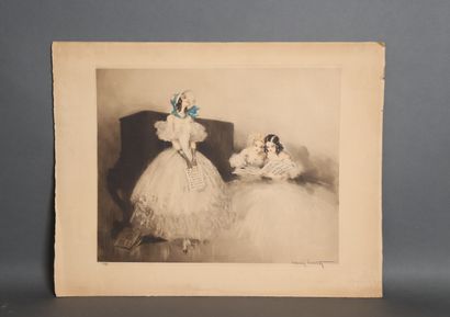 Louis ICART (1888-1950)
3 young girls in...