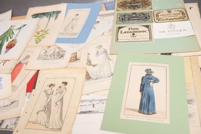 Set of mismatched lithographs and engravings,...