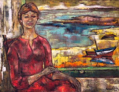Paul KEROUEDAN (20th c.)
Woman seated in...