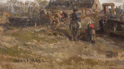 Jules NOEL (1810-1881)
Boat on the shore
Oil...