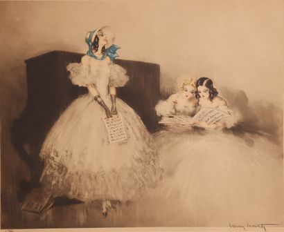 Louis ICART (1888-1950)
3 young girls in...