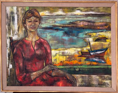Paul KEROUEDAN (20th c.)
Woman seated in...