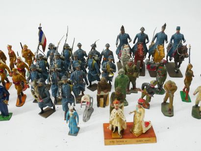 Set of painted lead figurines representing:...